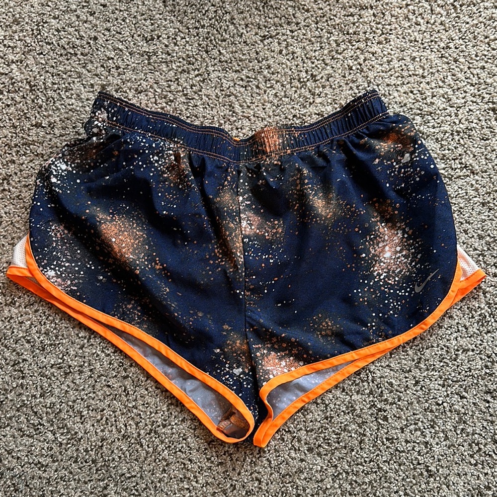 Nike Women’s Galaxy Running Shorts Size Small Navy/White/Orange EUC